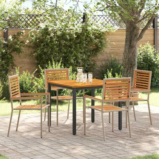 Conjunto de Comedor de Jardín   Beige 90 x 90 x 75 cm (5 pcs)