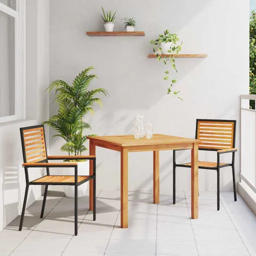 Conjunto de Comedor de Jardín   Negro (3 pcs)