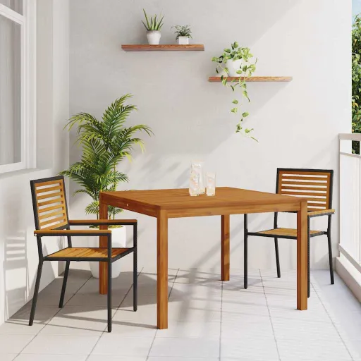Conjunto de Comedor de Jardín   Negro (3 pcs)