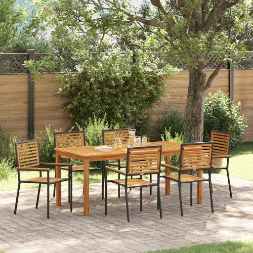 Conjunto de Comedor de Jardín   Negro (7 pcs)