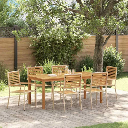 Conjunto de Comedor de Jardín   Beige (7 pcs)