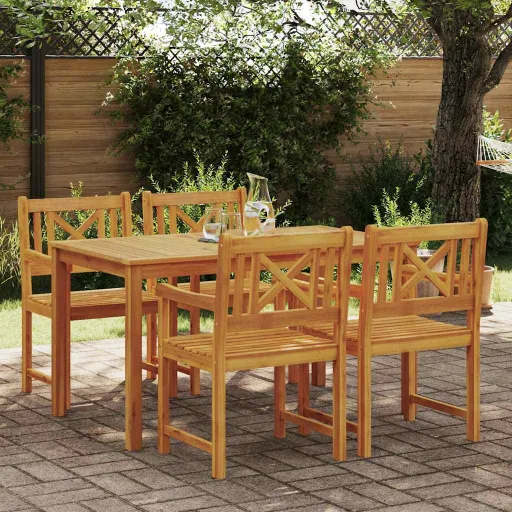 Conjunto de Comedor de Jardín   Marrón (5 pcs)