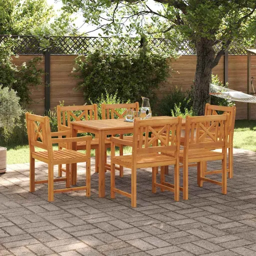 Conjunto de Comedor de Jardín   Marrón (7 pcs)