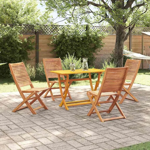 Conjunto de Comedor de Jardín Con Cojín   Marrón (5 pcs)