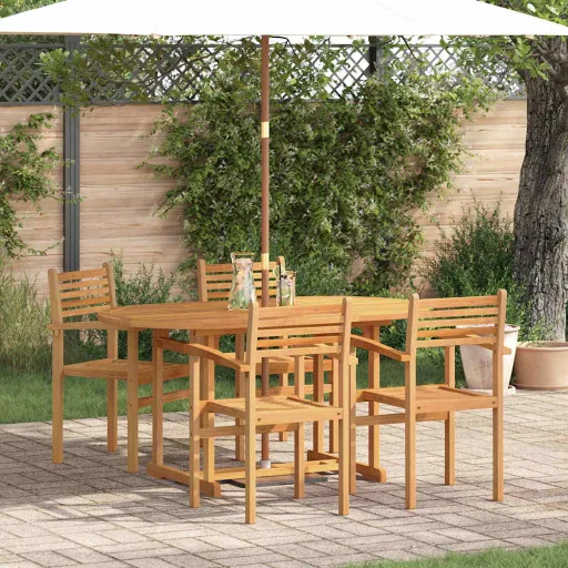 Conjunto de Comedor de Jardín   Natural (5 pcs)