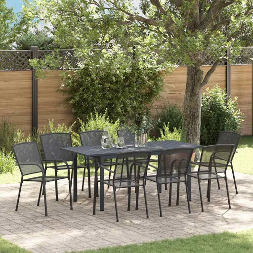 Conjunto de Comedor de Jardín   Antracita (9 pcs)