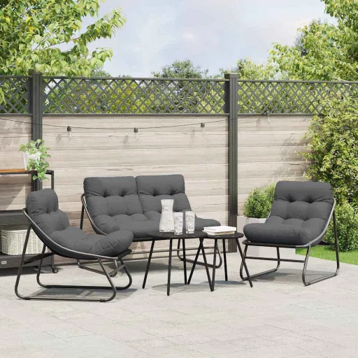 Conjunto de Comedor de Jardín   Negro Acero (5 pcs)