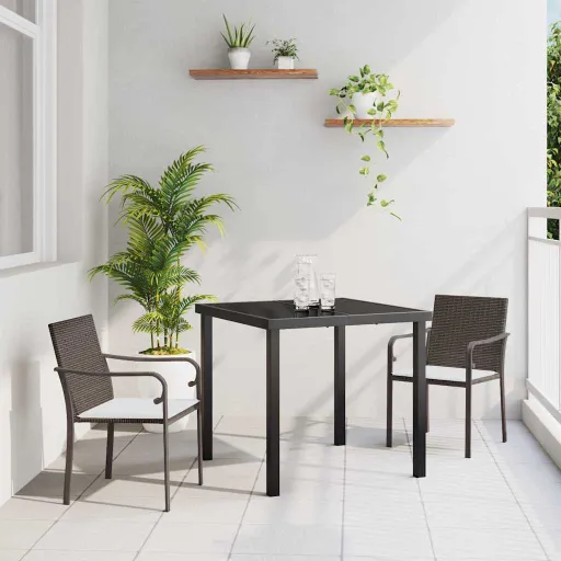 Conjunto de Comedor de Jardín   Marrón y Negro (3 pcs)