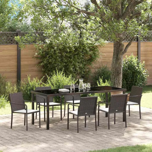 Conjunto de Comedor de Jardín   Marrón y Negro (7 pcs)