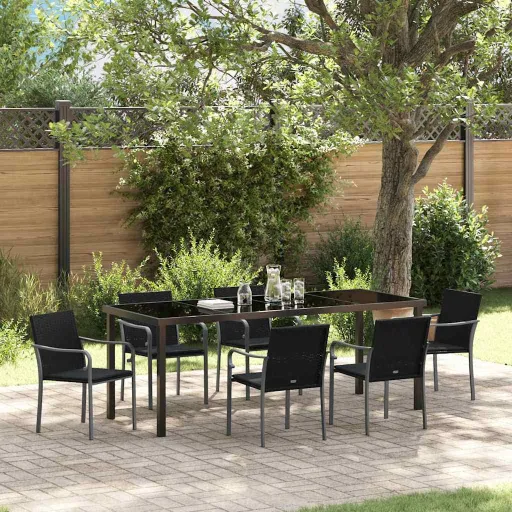 Conjunto de Comedor de Jardín   Negro y Gris (7 pcs)