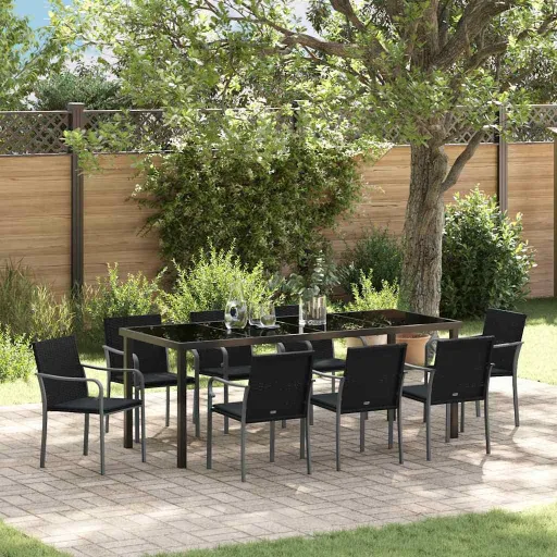Conjunto de Comedor de Jardín   Negro y Gris (9 pcs)