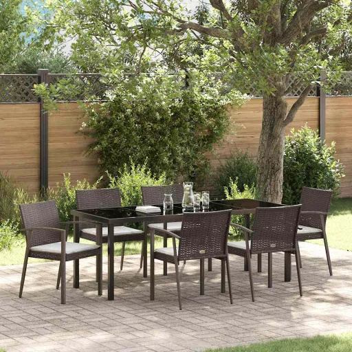 Conjunto de Comedor de Jardín   Marrón y Negro (7 pcs)