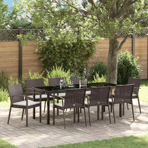 Conjunto de Comedor de Jardín   Marrón y Negro (9 pcs)