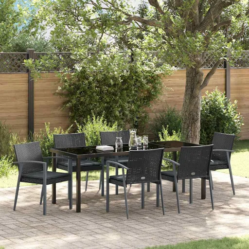 Conjunto de Comedor de Jardín   Negro y Gris (7 pcs)