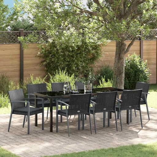 Conjunto de Comedor de Jardín   Negro y Gris (9 pcs)