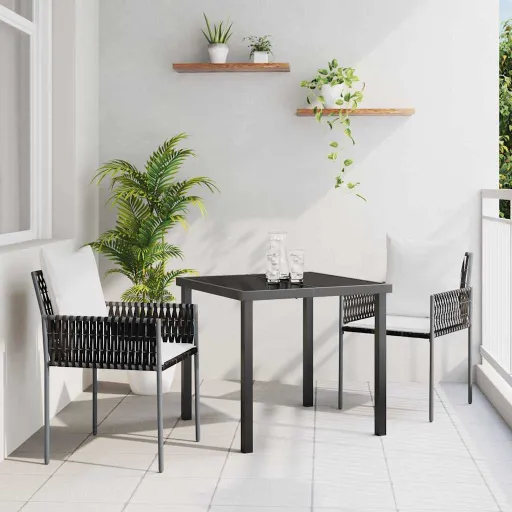 Conjunto de Comedor de Jardín   Marrón y Negro (3 pcs)