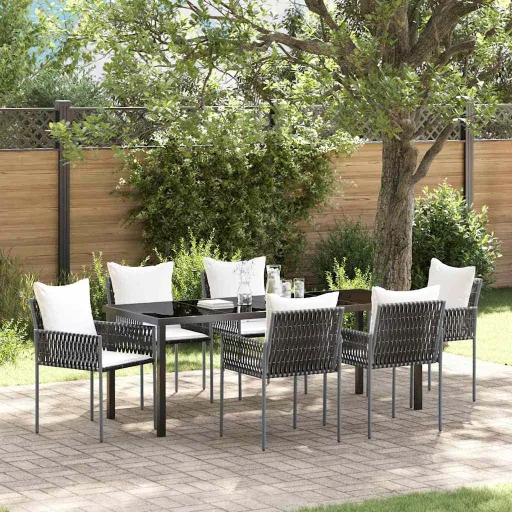 Conjunto de Comedor de Jardín   Marrón y Negro (7 pcs)