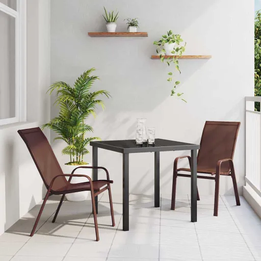 Conjunto de Comedor de Jardín   Marrón y Negro (3 pcs)