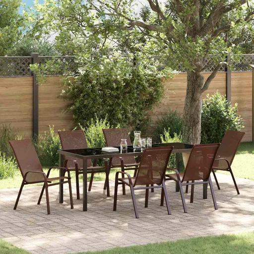 Conjunto de Comedor de Jardín   Marrón y Negro (7 pcs)