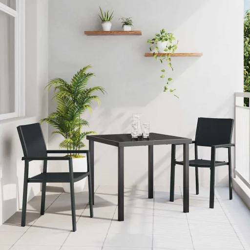 Conjunto de Comedor de Jardín   Negro (3 pcs)