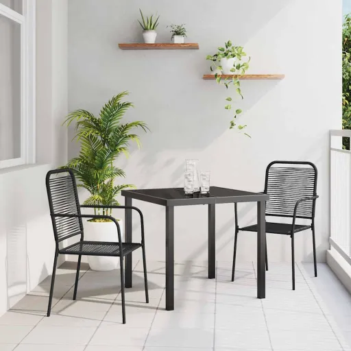 Conjunto de Comedor de Jardín   Negro (3 pcs)