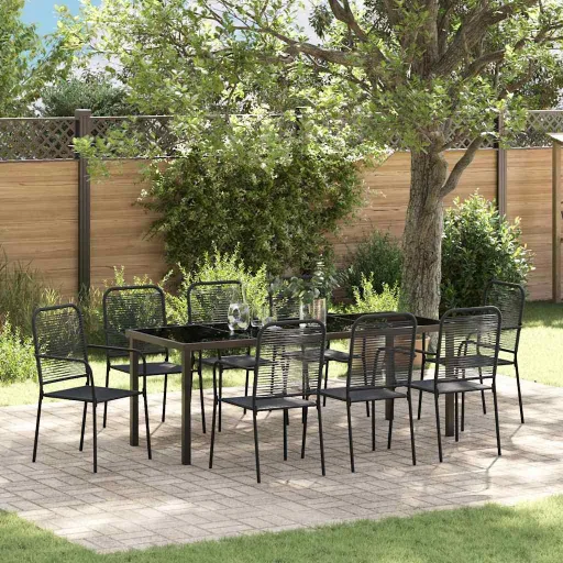 Conjunto de Comedor de Jardín   Negro (9 pcs)