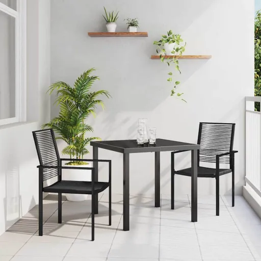 Conjunto de Comedor de Jardín   Negro (3 pcs)