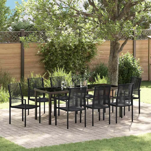 Conjunto de Comedor de Jardín   Negro (9 pcs)