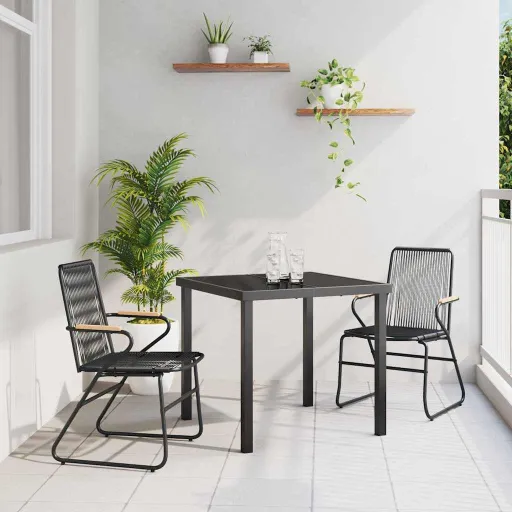 Conjunto de Comedor de Jardín   Negro (3 pcs)