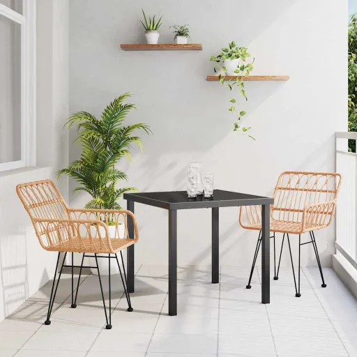 Conjunto de Comedor de Jardín   Marrón (3 pcs)