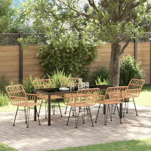 Conjunto de Comedor de Jardín   Marrón (7 pcs)