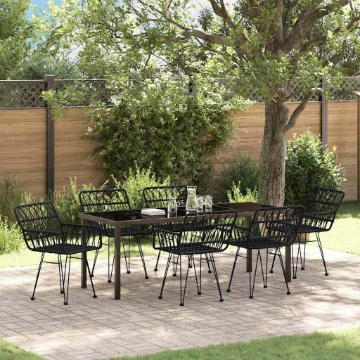 Conjunto de Comedor de Jardín   Negro (7 pcs)