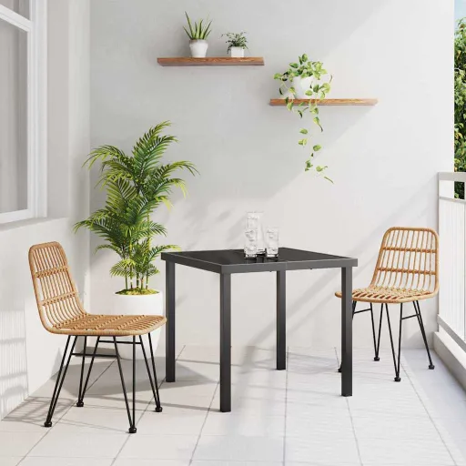 Conjunto de Comedor de Jardín   Marrón (3 pcs)