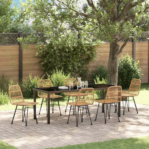Conjunto de Comedor de Jardín   Marrón (7 pcs)