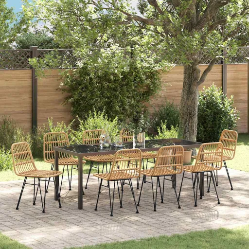 Conjunto de Comedor de Jardín   Marrón (9 pcs)
