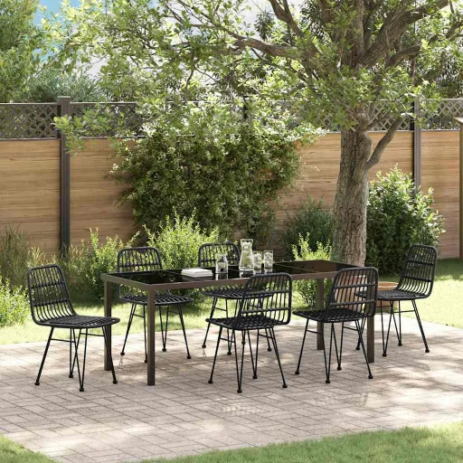 Conjunto de Comedor de Jardín   Negro (7 pcs)