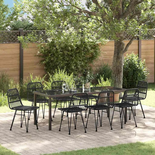 Conjunto de Comedor de Jardín   Negro (9 pcs)