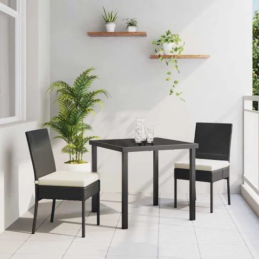 Conjunto de Comedor de Jardín   Negro (3 pcs)