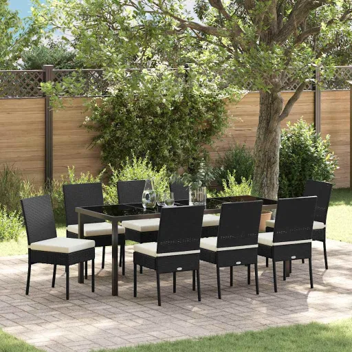 Conjunto de Comedor de Jardín   Negro (9 pcs)