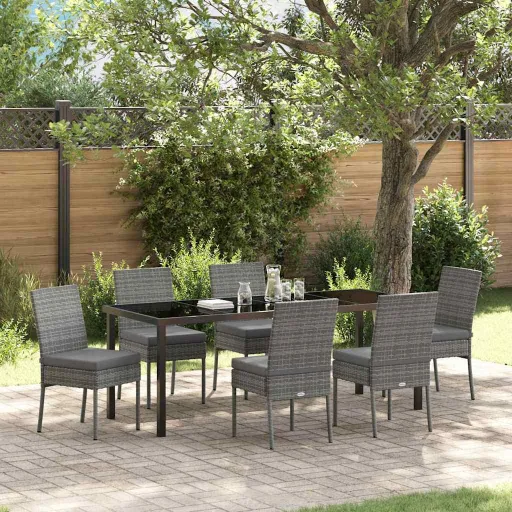 Conjunto de Comedor de Jardín   Gris (7 pcs)