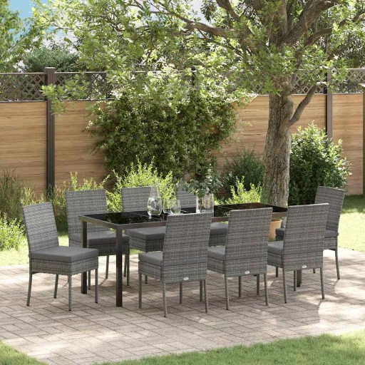 Conjunto de Comedor de Jardín   Gris (9 pcs)