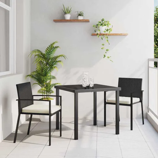 Conjunto de Comedor de Jardín   Negro (3 pcs)