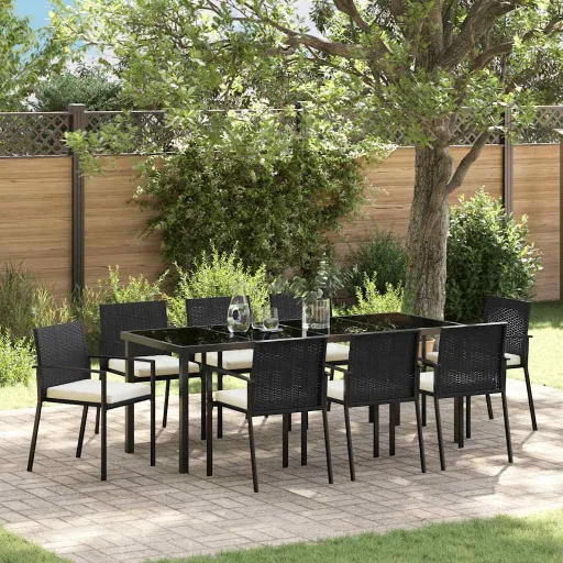 Conjunto de Comedor de Jardín   Negro (9 pcs)