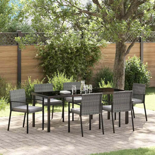 Conjunto de Comedor de Jardín   Gris (6 pcs)
