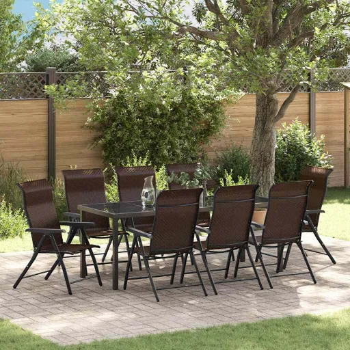Conjunto de Comedor de Jardín   Marrón Poliratán (9 pcs)
