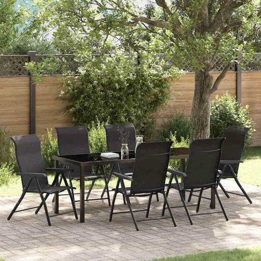 Conjunto de Comedor de Jardín   Negro Poliratán (7 pcs)