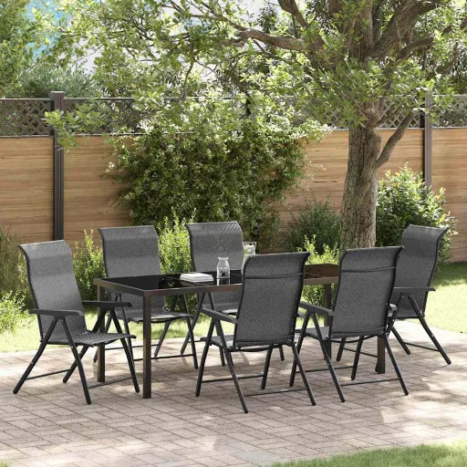 Conjunto de Comedor de Jardín   Gris Poliratán (7 pcs)