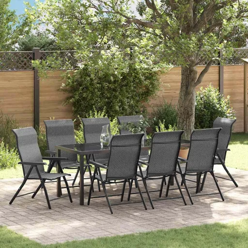 Conjunto de Comedor de Jardín   Gris (9 pcs)