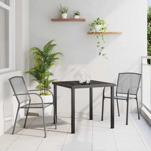 Conjunto de Comedor de Jardín   Antracita (3 pcs)