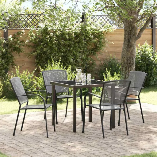 Conjunto de Comedor de Jardín   Antracita (5 pcs)